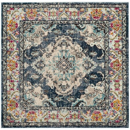 Safavieh Monaco Power Loomed Square Area Rug, Navy and Light Blue - 3 x 3 ft. MNC243N-3SQ